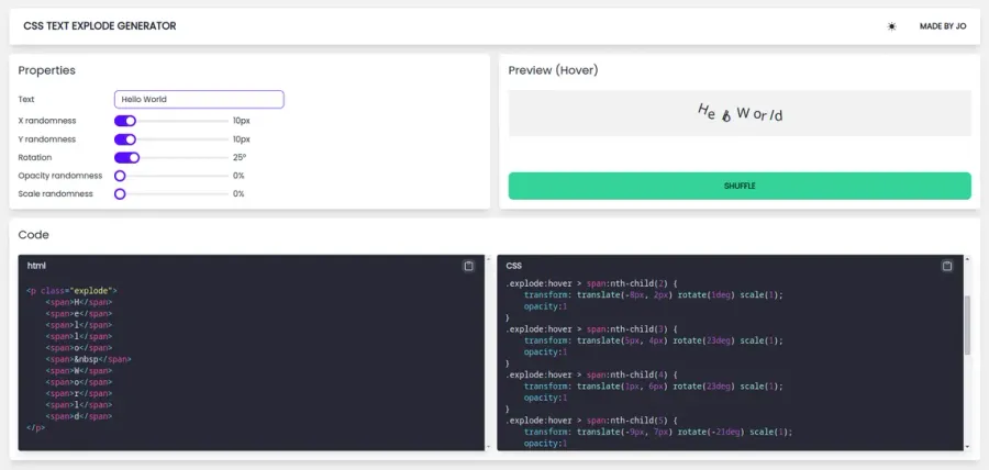 Text Explode Generator